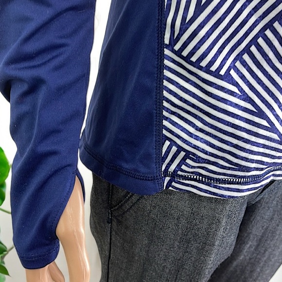 Old Navy Active Blue & White Stripe Active Go-Dry 3/4 Zip Up Pullover - Picture 7 of 16